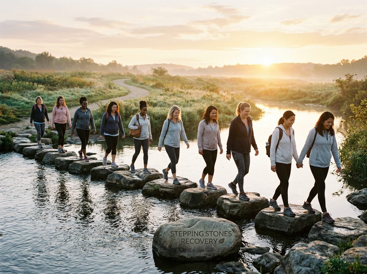Women in recovery supporting one another on a hopeful path forward